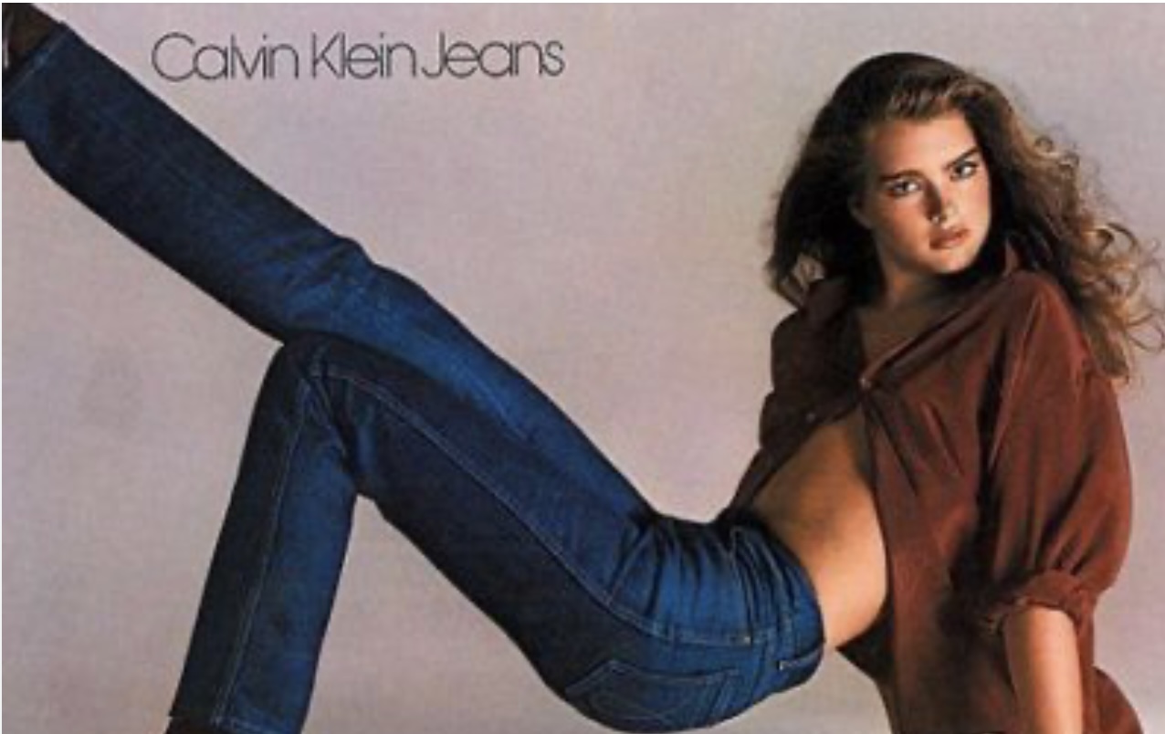 Brooke Shields, 15, in the famous advertising of Calvin Klein several similarities between jeans pub new